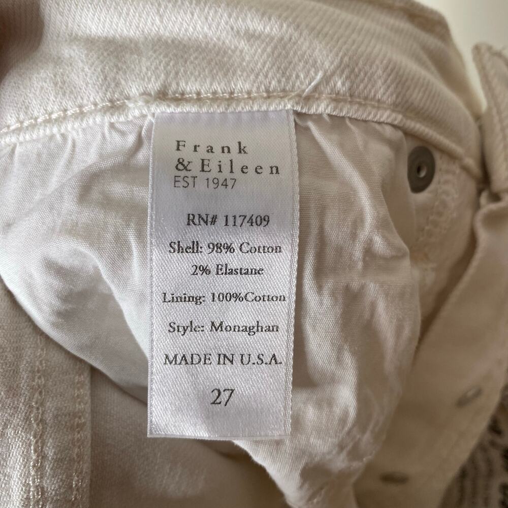 FRANK & EILEEN Monaghan Cream Italian Vintage Denim High Rise Straight Leg 27 - Picture 8 of 11